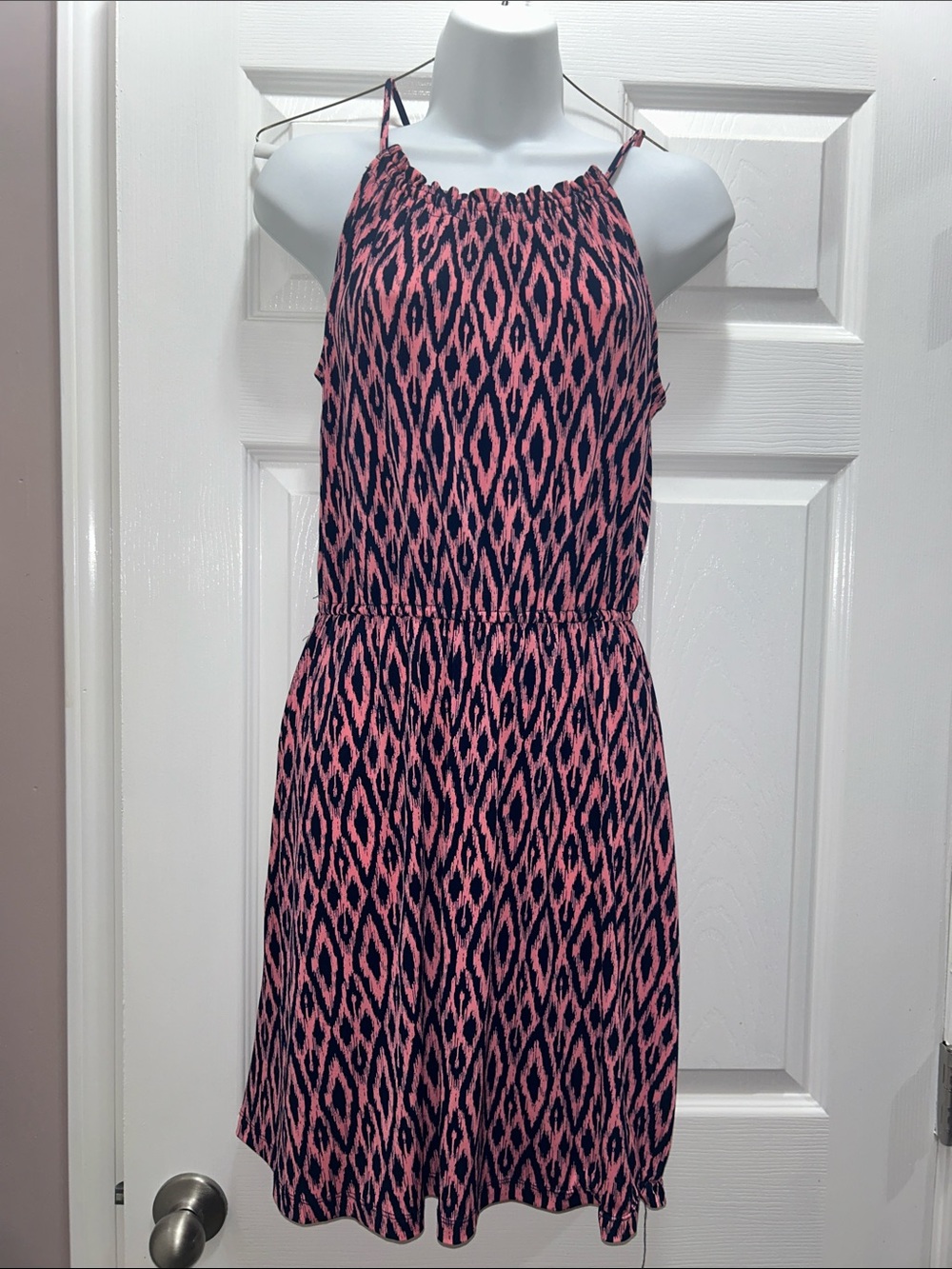 Banana Republic Navy and Pink Halter-Style Mini Dress